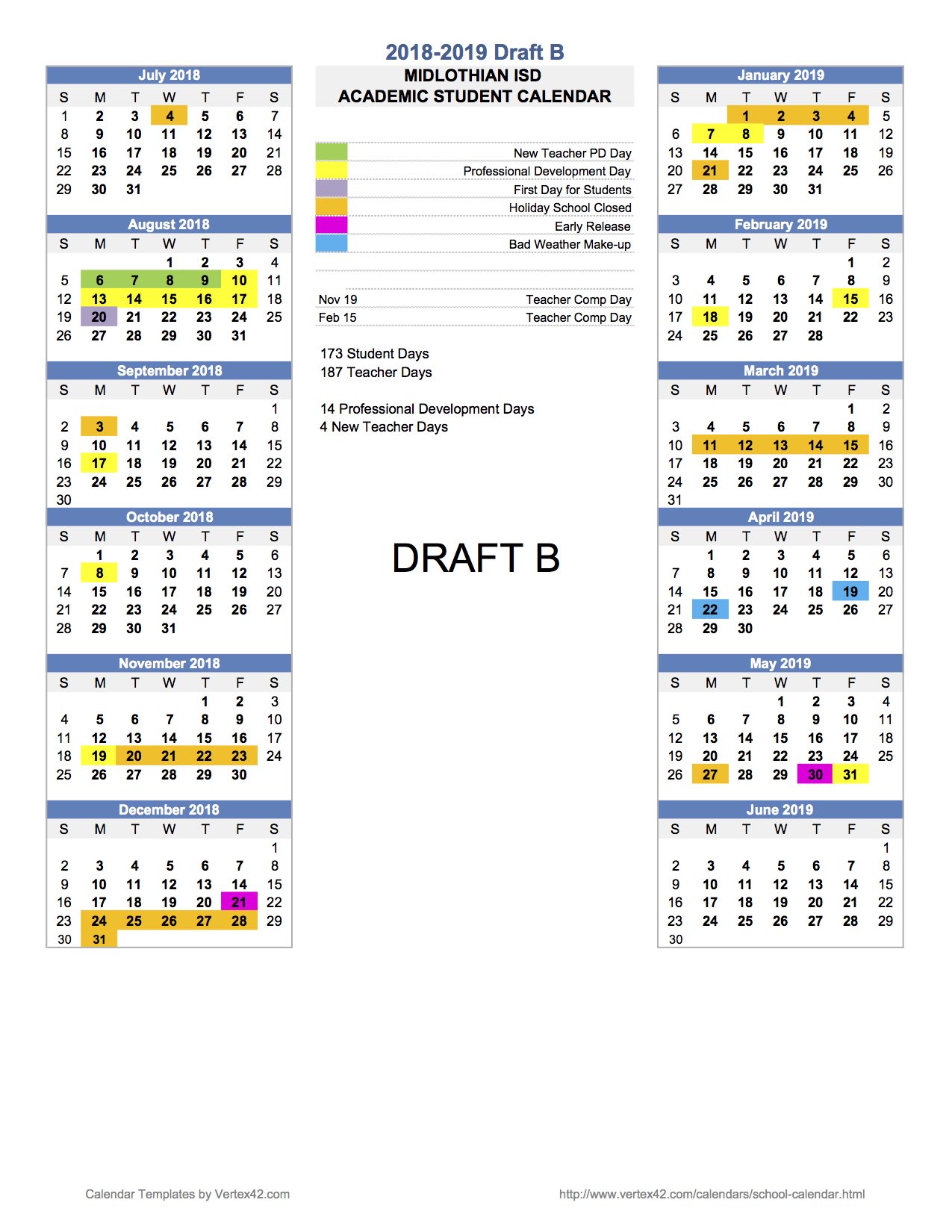 Midlothian Isd On Twitter Tonight Our Board Of Trustees Approved 2018 19 School Calendar Option B Is The Calendar Selected Based On Votes By Our Misd Community Https T Co Ltminpvtdt