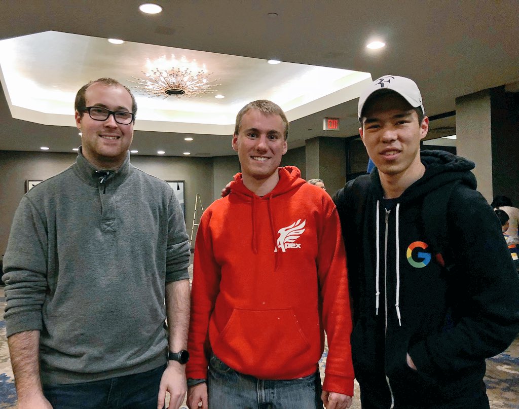 USChess's tweet photo. With 3 wins in the last round, the Carnegie Mellon team will at least tie for 1st at #USATChess East! Board 1, NM Grant Xu, still playing, and tiebreaks from the MIT team pending. https://t.co/V666eFMuJ0