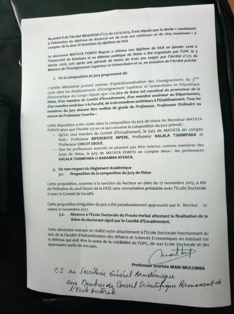 Lisez la correspondance de mabi sur l'arrêté du ministre Mbemba fundu en 2015 et lisez aussi le texte Sus évoqué par le sieur Mabi,est-ce que c'est la même chose?voilà pourquoi il faut recycler nos anciens prof devenus des roitelets ds nos universités,pourquoi mabi ne publie pas?