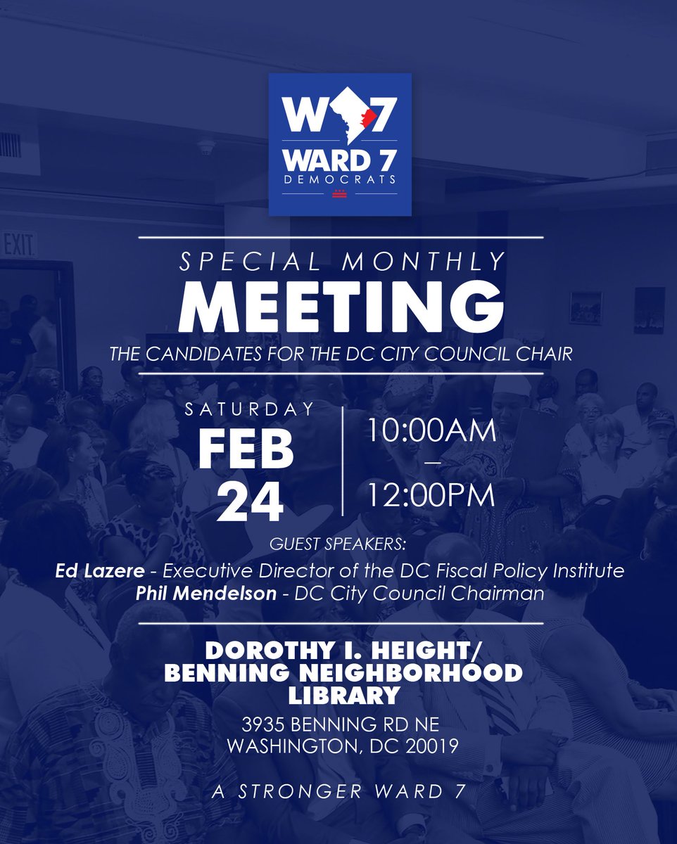 Ward7Democrats's tweet photo. This Saturday Feb 24 10:00 am. #Ward7 #Ward7Dems https://t.co/FwDk0uWvZp