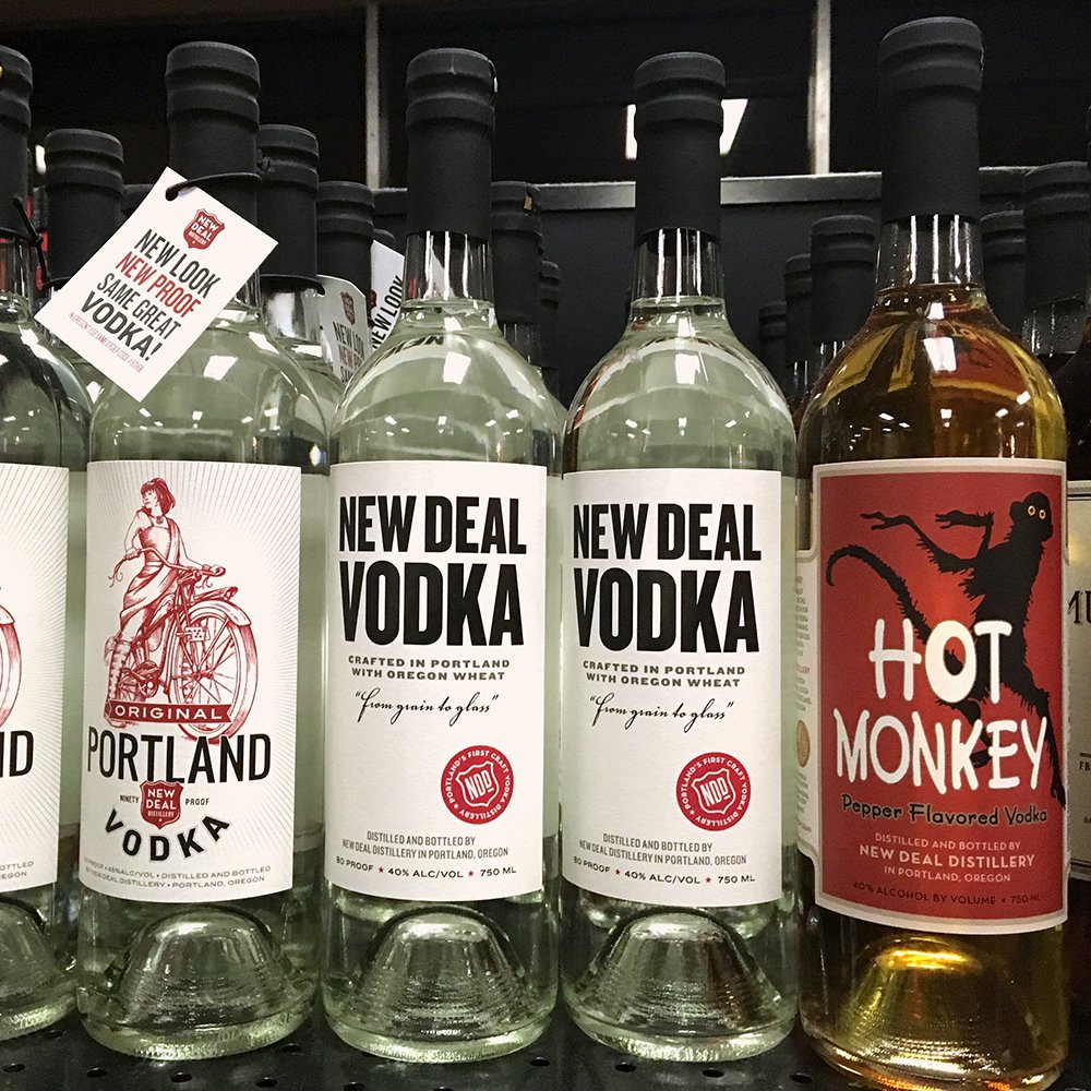 dbdpdx's tweet photo. Some updated @NewDealPDX vodka label designs spotted at @HollywoodBvg in #PDX
#distilleryrow #newdealdistillery https://t.co/1avQgcuEi9