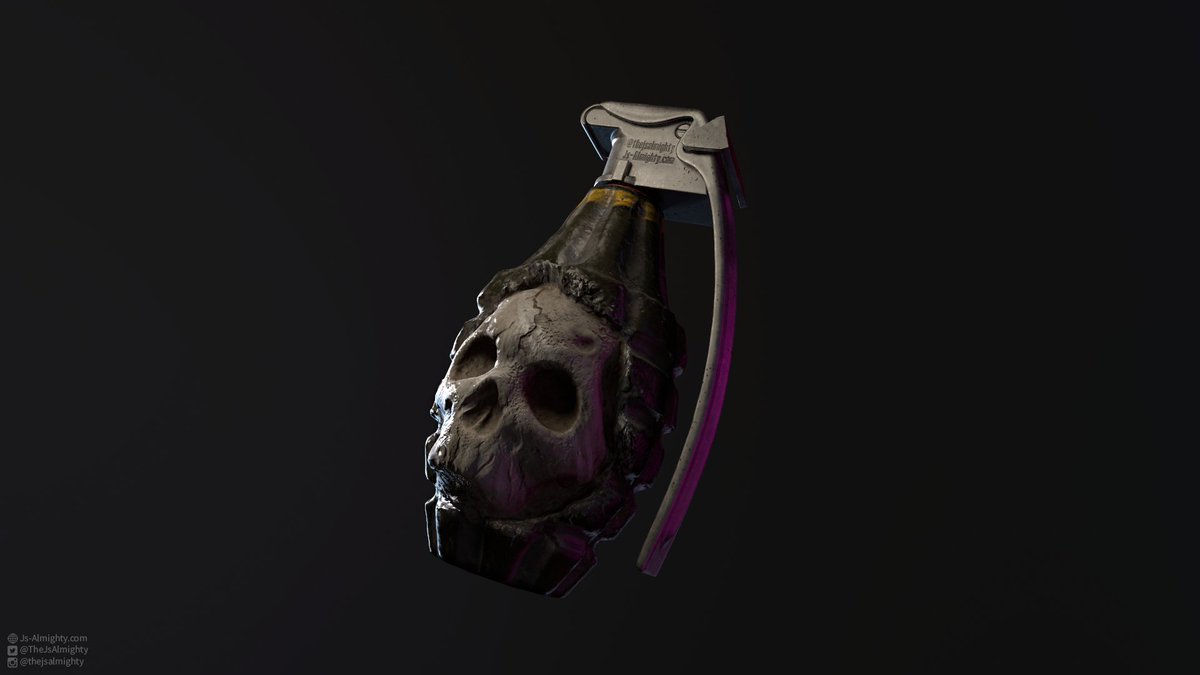 TheJsAlmighty's tweet photo. Skull Grenade! (https://t.co/Yihram4l22) using #ZBrush and #Maya , Textured with #SubstancePainter Rendered in #MarmosetViewer

#Skull #SkullGrenade #Military #Allegorithmic #3D #3DModeling #3DArt #CG https://t.co/f3d2lNepkb