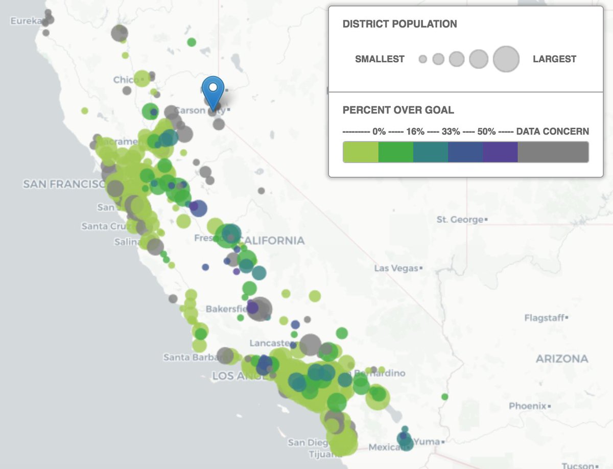 patwater's tweet photo. Getting excited to #MapCAsFuture as part of #OpenDataDay 3/3/18! See here for a screenshot of the first ever statewide map of the residential water use benchmarks called for by Governor Brown. Please RT to share the word and reply if interested in getting involved in #OpenDataDay https://t.co/Muu8QYiy6c