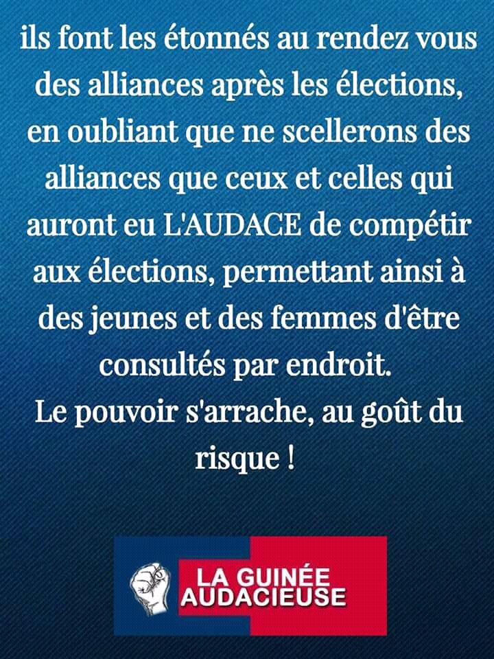 Guin_Audacieuse's tweet photo. Fier de la communauté audacieuse qui opte pour le #changement  dans l'action et qui sait  qu'il va s'opérer graduellement et non au gré de nos expressions d'humeurs.
Faire de quelques Audacieux des conseillers c'est atteindre un objectif ultime... https://t.co/H42omole8H