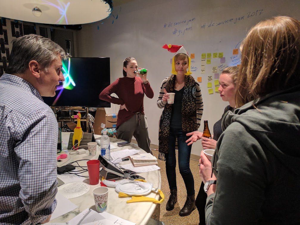 .@WeWorkDC meets HCD. Start up + designer mix &amp; mingle this Friday. This happy hour is meant for everyone - whether you're planning to attend the Jam or not. Tap into your creative side, grab a beer, &amp; enjoy the company. Grab tix here: eventbrite.com/e/dc-service-j… … #GSJam #dcsj2018