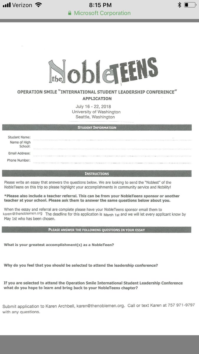 BioKnights's tweet photo. All NobleTeens @KHSNobleTeens !!! 
You are invited to apply to attend the Operation Smile International Student Leadership Conference :) If your application is selected, the Noblemen Organization will pay the $850 registration fee and 50% of your airline ticket! ... https://t.co/SX3Pibn9d7