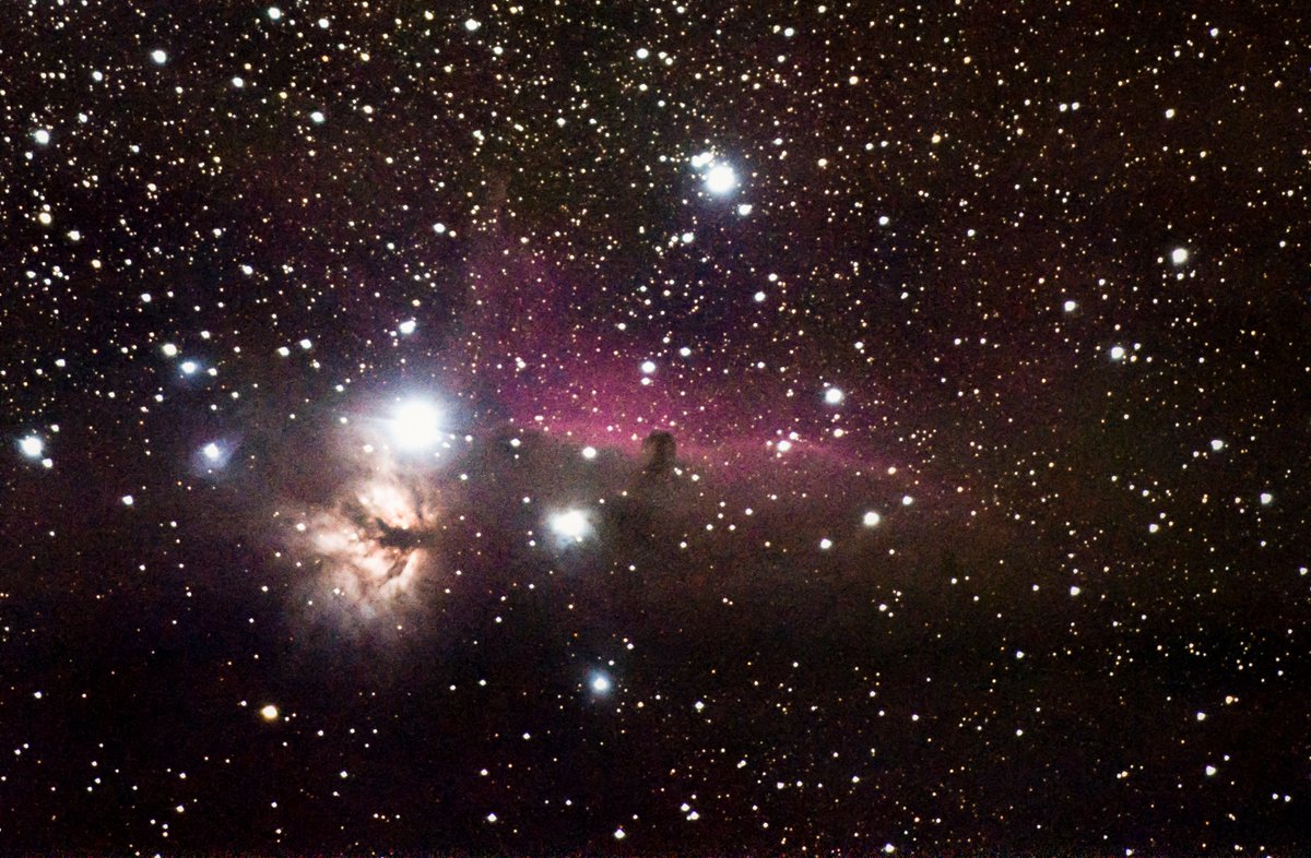 hughesm02's tweet image. It was chilly and windy and I was tired, but managed to find the #FlameNebula and #HorseheadNebula last night!  Glad I went out to look for them. #Astrophotography