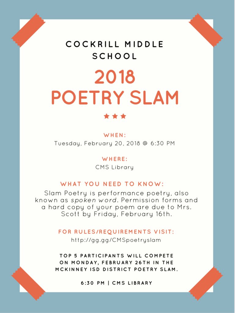 I’m excited for the Poetry Slam!