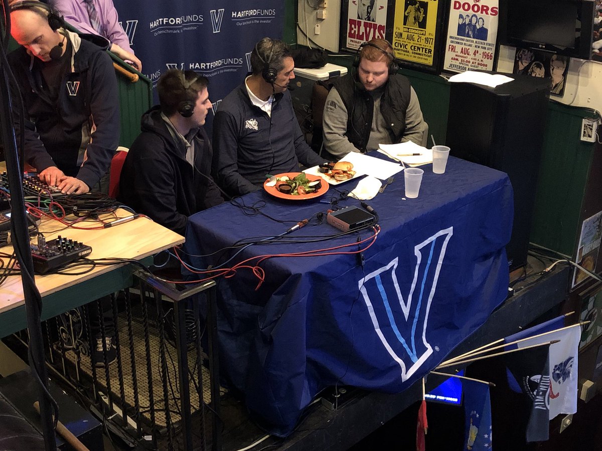 CoachJayWright's tweet photo. Senior Night here in Havertown !  

Proud of the work accomplished by tonight’s Radio Show guests !!!

@VillanovaU SCG President Madison Montague

Guard Matt Kennedy

Student-Managers @mmoneill10 &amp; @john_folco https://t.co/suUeQw7RaI