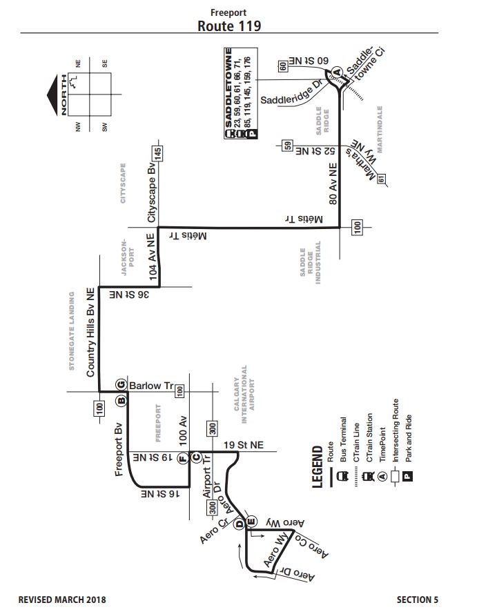 calgarytransit's tweet photo. #CTRiders We are introducing 4 new bus routes in NW Calgary to replace four routes that will be retired. We are introducing Route#119 - Freeport to serve the NE industrial areas around Freeport and Aero Drive. #March19th #RouteChanges https://t.co/LX7sVwDzKP