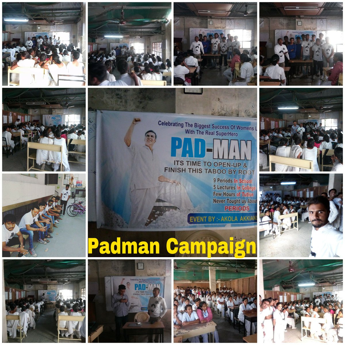 Bhushanadhau1's tweet photo. Pics : #AkolaAkkians Promotes @PadManTheFilm Through Various #PadmanCampaign And Also Tells About Importance Of Menstrual Hygiene And Sanitary Pads #PadmanInCinemas Now GO And Watch It @akshaykumar @sonamakapoor @mrsfunnybones @kriarj https://t.co/lDvA8zDnMt