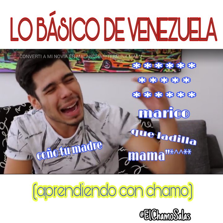 AlisonUrrego2's tweet photo. En vez de poner lo básico de Venezuela, hubiera puesto Lo que tenemos que saber de VENEZUELA para estar de pana con chamo 😁😂😂 jajaj ya se una que otra palabra venezolana jaja #chamomeme @ElChamoSalas https://t.co/KAdqjHwKyn