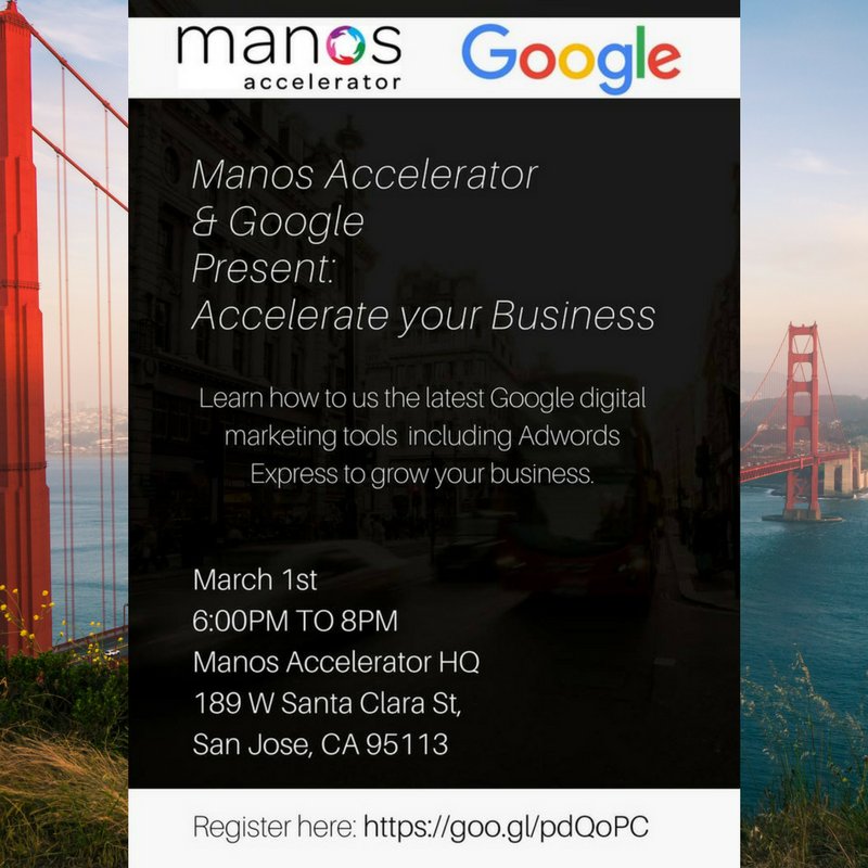 ManosAccel's tweet image. Small business owners: join us for our next event in cooperation with Google! FREE marketing &amp;amp; google ads workshop! March 1st, San Jose 😎 Sign up here goo.gl/pdQoPC
