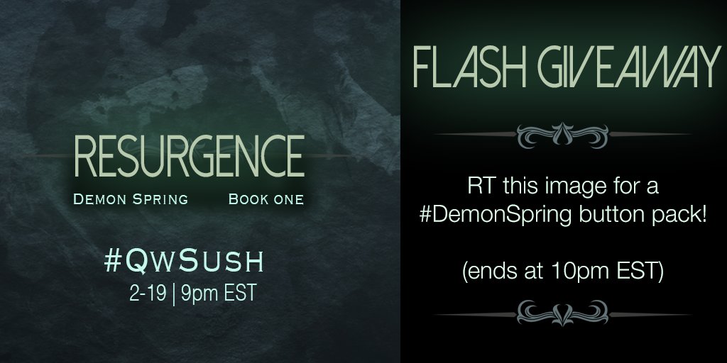 sushstreetteam's tweet photo. FLASH GIVEAWAY #2! RT this image for a #DemonSpring button pack! Ends at 10pm EST, int'l okay! #QwSush https://t.co/d0O6z6Lpji