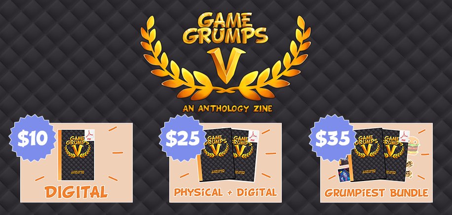 <a href="/GameGrumps/">Game Grumps</a> [RT for a chance to win]

To celebrate the full pieces being released we're holding a giveaway!

1st. Grumpiest Bundle
2nd. Physical+Digital
3rd. Digital copy

Competition closes 3/12 3pm PT Winners randomly selected. creativezines.com/zines if you just want to purchase the zine!