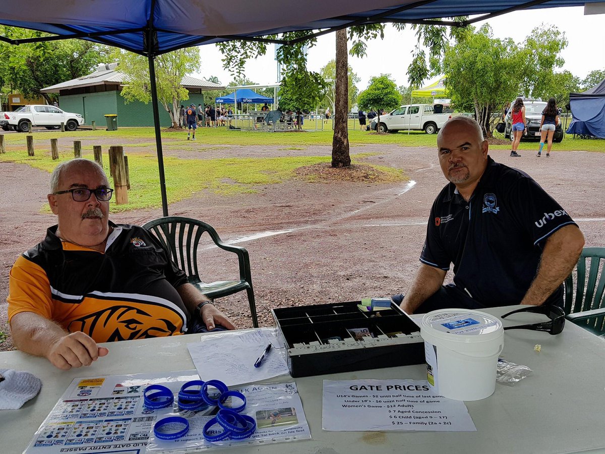 AFLNT's tweet photo. A fantastic effort by @NFCTigers &amp; @darwinbuffs who joined forces at the Tye/Bonson Memorial Game to raise money for injured player Tai Martin-Page. The total raised was a massive $4,678.15. Here's some great photos taken by Darwin Buffaloes #territoryfooty #HelpTaiWalkAgain https://t.co/zcTJosN2iL