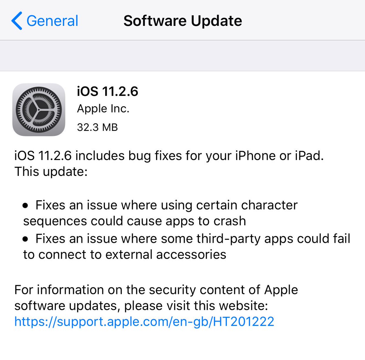knknavi's tweet image. Apple release iOS 11.2.6 software update 
Finally fixed the Indian #Telugu text crash bug 
Solved finally #iOS1126 #apple #ios #iphone #ipad