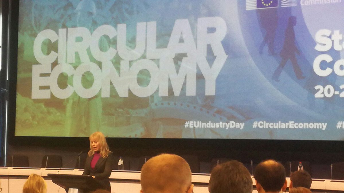 EuPCplastics's tweet photo. EC Commissioner @EBienkowskaEU at the #CEStakeholderEU conference: "The Circular Economy is a chance to rebuild our industry". She will also be speaking at the EuPC conference "A Circular Future with Plastics" on 24 &amp; 25 May https://t.co/ql4aU094Q0  #CFPlastics https://t.co/r4dmZwTSg7