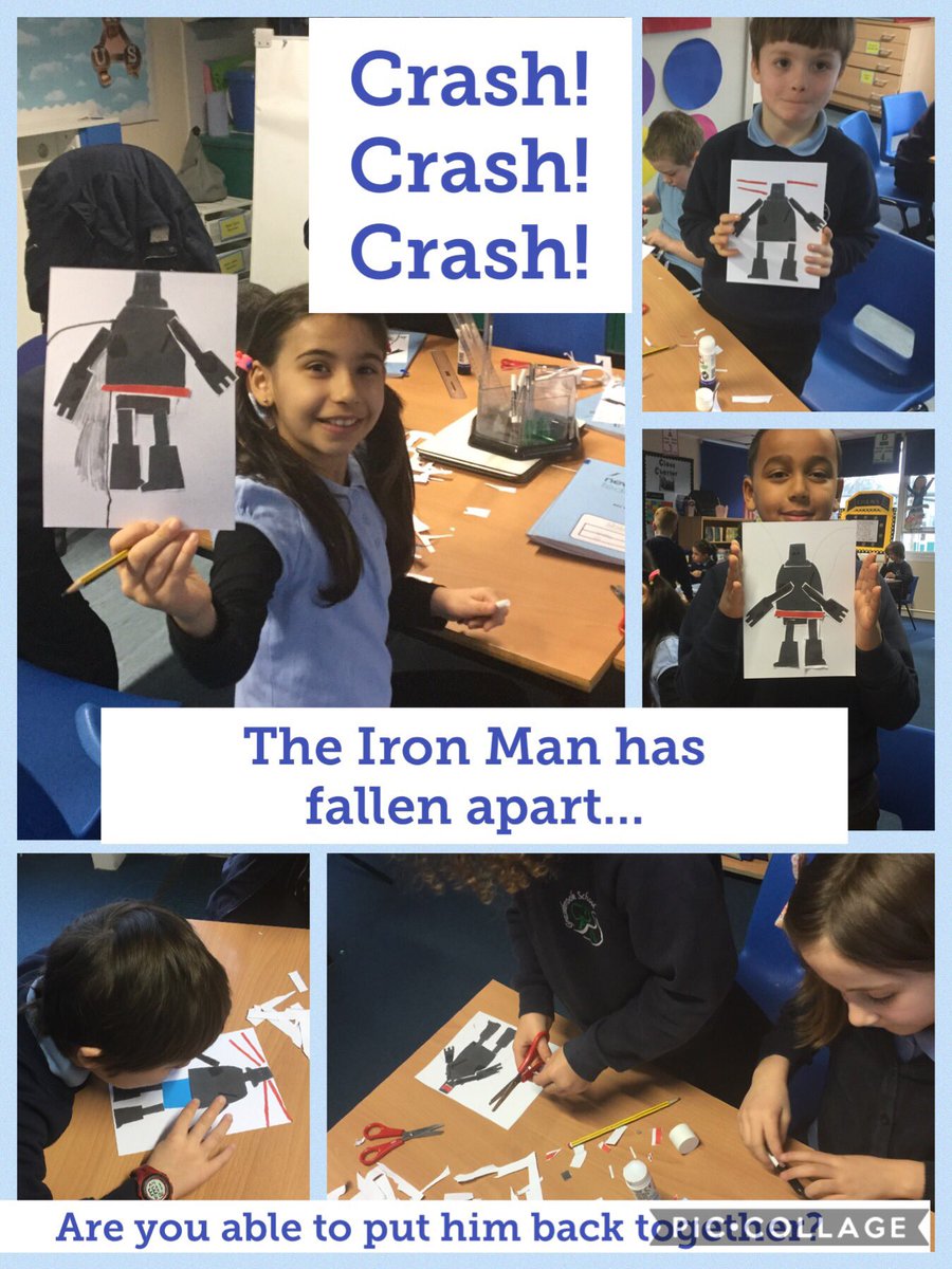 3B started our writing week by reading the Iron Man and helping to put him back together. #crafts #reading #writing #NWFed @Grazebrook_Pri