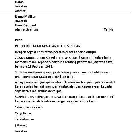 Surat berhenti kerja