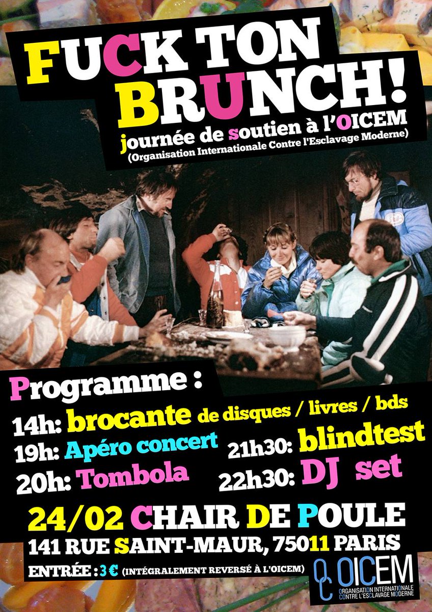 Tu sais pas quoi faire ce weekend? Viens bruncher et participer a une bonne action samedi au chair de poule rue saint maur. En plus y'aura des fanzines TH à gagner #fucktonbrunch trendhustler.com/2018/02/fuck-b…