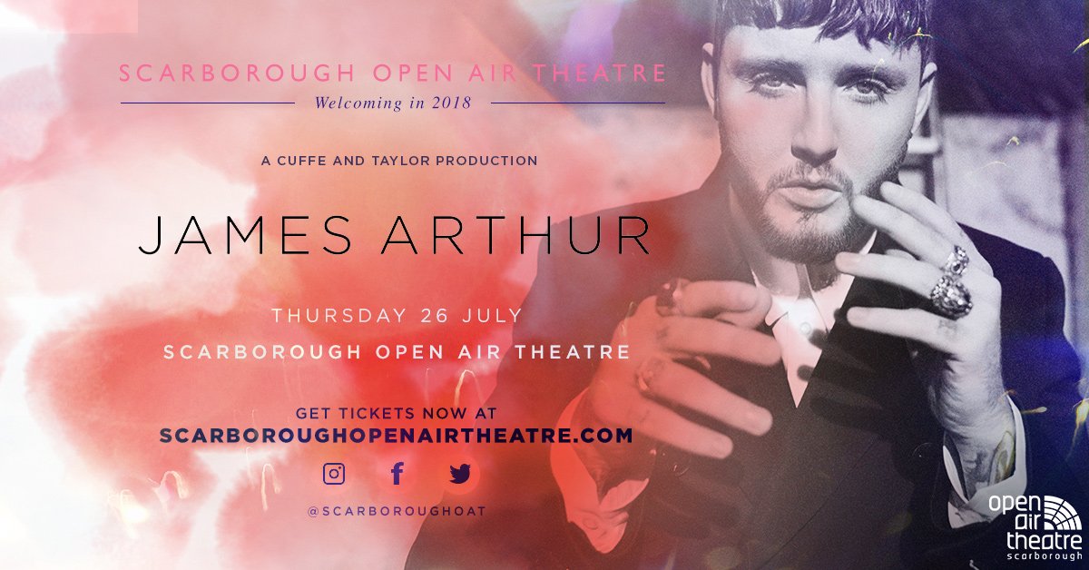 LiveNationUK's tweet photo. #LNpresale: @JamesArthur23 will play @ScarboroughOAT on 26th July! Tickets: https://t.co/NsaT5h0LfZ https://t.co/KZl9RXGYDZ