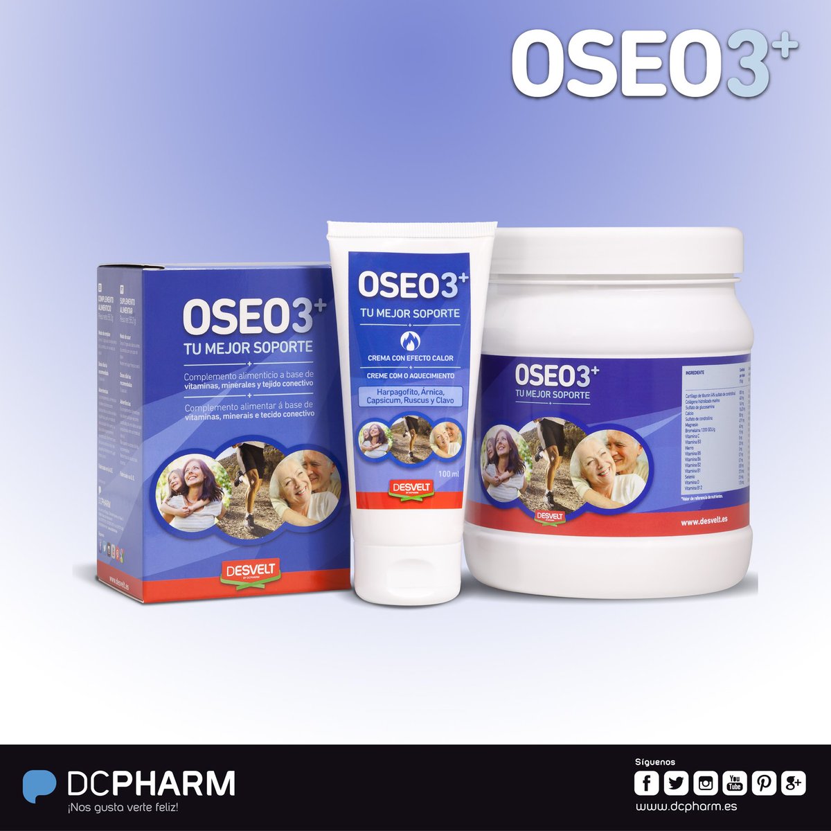Desvelt's tweet photo. REFUERZA Y RECUPERA 💪
Oseo3+ ayuda a la recuperación del organismo y refuerza la contribución vitamínica a articulaciones y tejidos vinculados al esfuerzo muscular.
#oseo3 #tumejorsoporte #salud #health #deporte #vidasana #desvelt #dcpharm https://t.co/hC7CXDbuMf