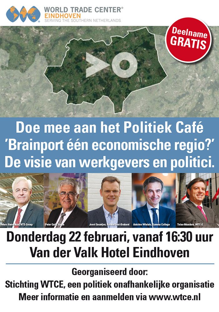 Nú is het moment om voorafgaand aan de lokale verkiezingen invloed uit te oefenen op de ontwikkeling van Zuidoost-Brabant. Aansprekende ondernemers én politici reageren op uitdagende stellingen op de thema’s economie, samenleving, veiligheid, onderwijs, internationalisering.