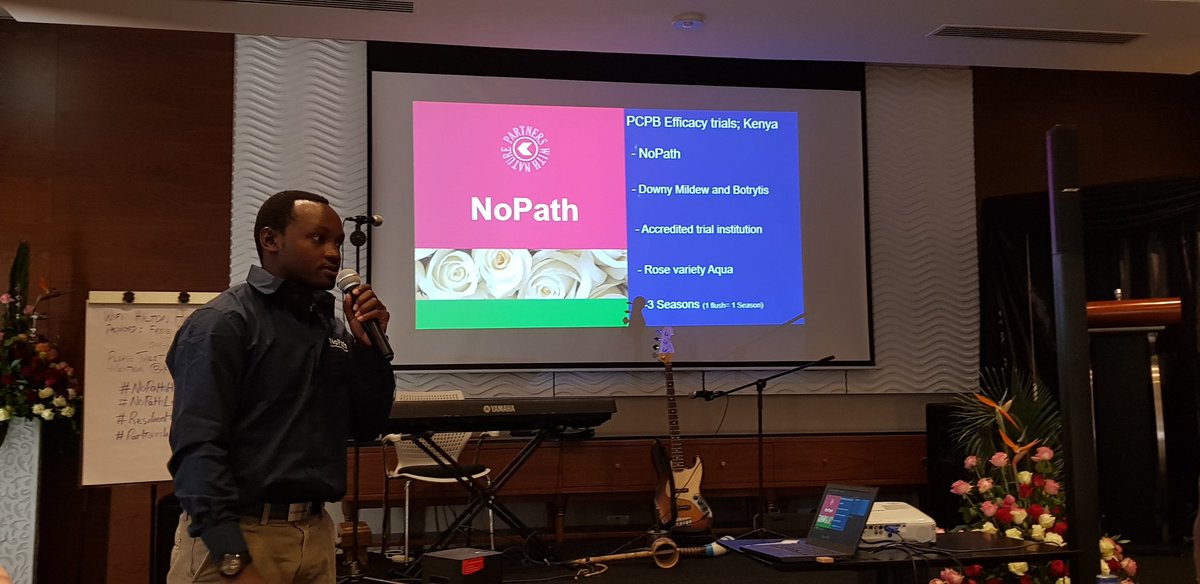 KoppertKenya's tweet photo. .@wereongo takes the audience through the results of the official efficacy trials leading to the registration of #NoPath for the management of Downy mildew &amp; Botryris. #NoPathLaunch #ResilientGrowing @EHamblok @Koppert https://t.co/CQNzns1BKu