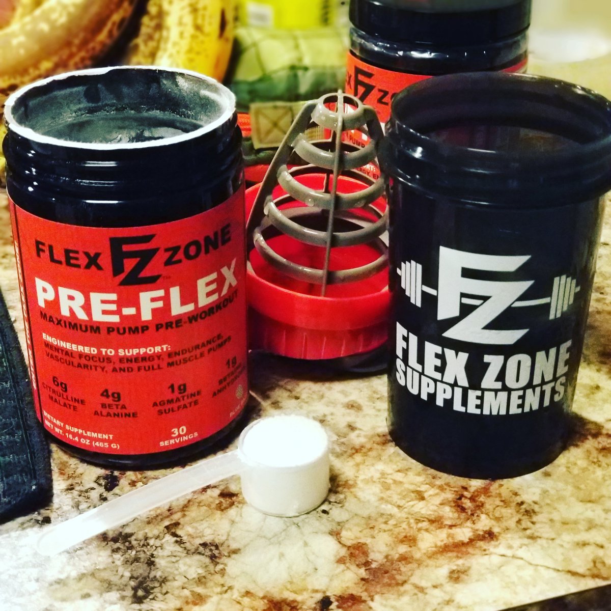 FlexZoneSupps's tweet photo. Flex Zone COO @kirkweigand always has his Blue Razz and Green Apple Pre-Flex along with a  Flex Zone Cyclone Cup nearby so he can ride the Gain Train!  You can grab all of these items at https://t.co/7mYEkCcTK9
#FlexZone #FlexZoneSupps #PreWorkout #Supplements #EnterTheFlexZone https://t.co/b9Nkyw6VU7