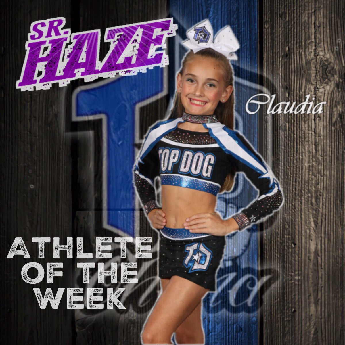 Our next “Athlete of the Week” is Claudia Q.!!! ..... 💙🔝🐶🌫💙 ..... 💙🔝🐶🅾️4️⃣🕒💙