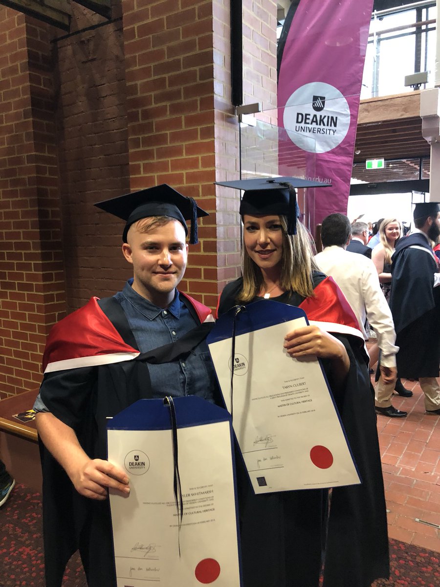 DeakinHeritage's tweet image. Special congrats to our first cohort of dual award masters students with @BTU_News who graduated today.  Master of Cultural Heritage/ Master of World Heritage.  Hopefully you can take some time to celebrate back in Germany 😃 #DeakinGrad