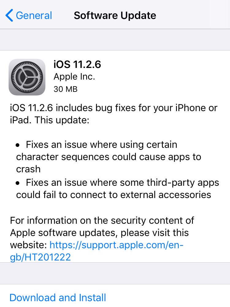 Tarquinius616's tweet image. #Apple releases #iOS1126 update, which includes a bug fix for the Indian language (Telugu) character that crashes an #iPhone #iPad.