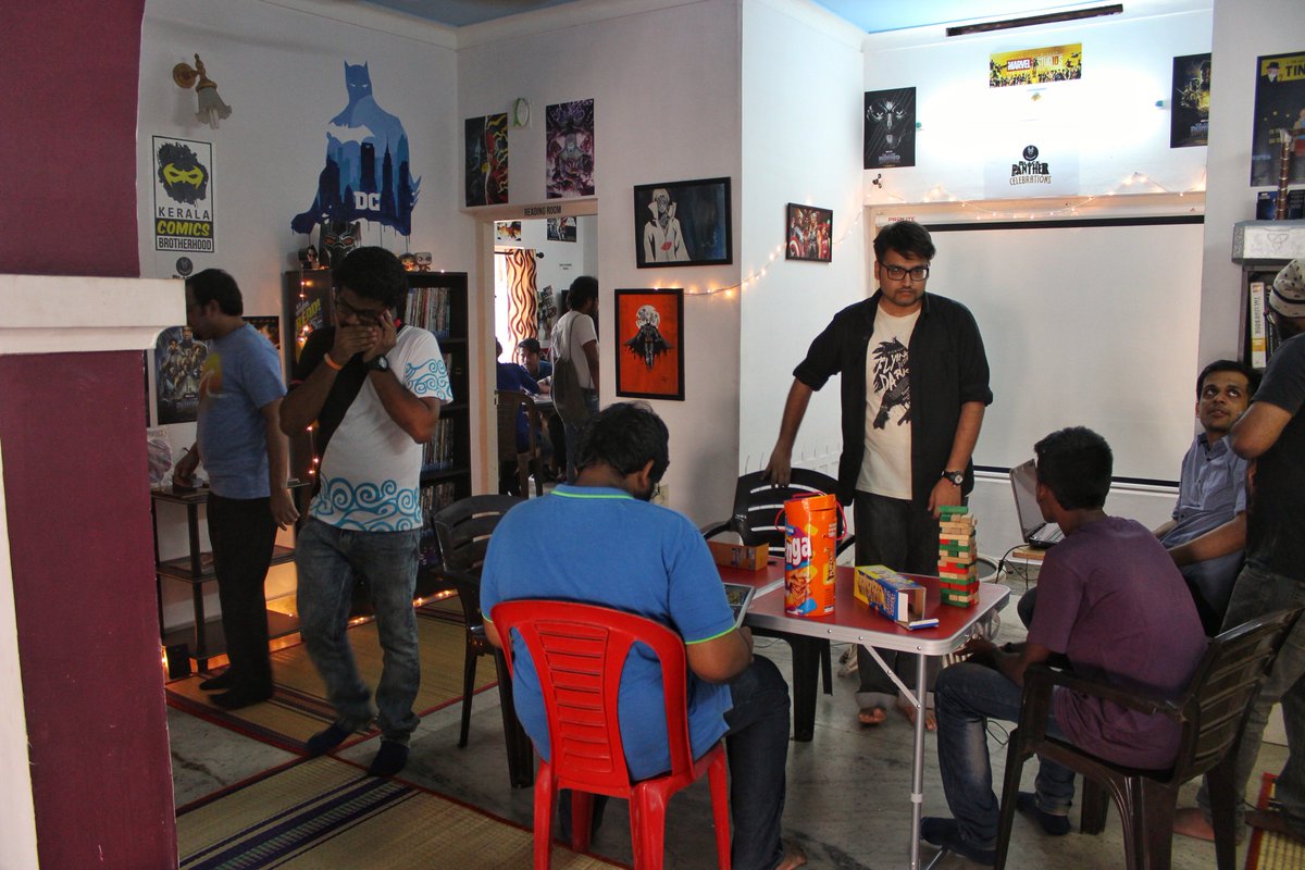 KeralaComics's tweet photo. The #BlackPanther celebrations was really fun at @comiccollectiv3  and here are the pics from the event filled with superawesome #cosplays #boardgames and #blackpanthercomics !! See the full pics: https://t.co/qUr2W6Pxb1
#marvelcomics #killmonger #kochi #kerala #comiclibrary https://t.co/hPwRETWVGW