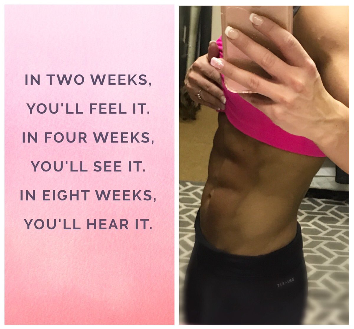 claudinefitness's tweet photo. In two weeks, you’ll feel it. In four weeks, you’ll see it. In eight weeks, you’ll hear it! Just DON’T give up...@USNSA #usnsupplements #mybrand #lifestyle #fitness #abs #transformation #challengeyourself #bodymakeover #teamusn 💙 https://t.co/fYQUMaz8Js