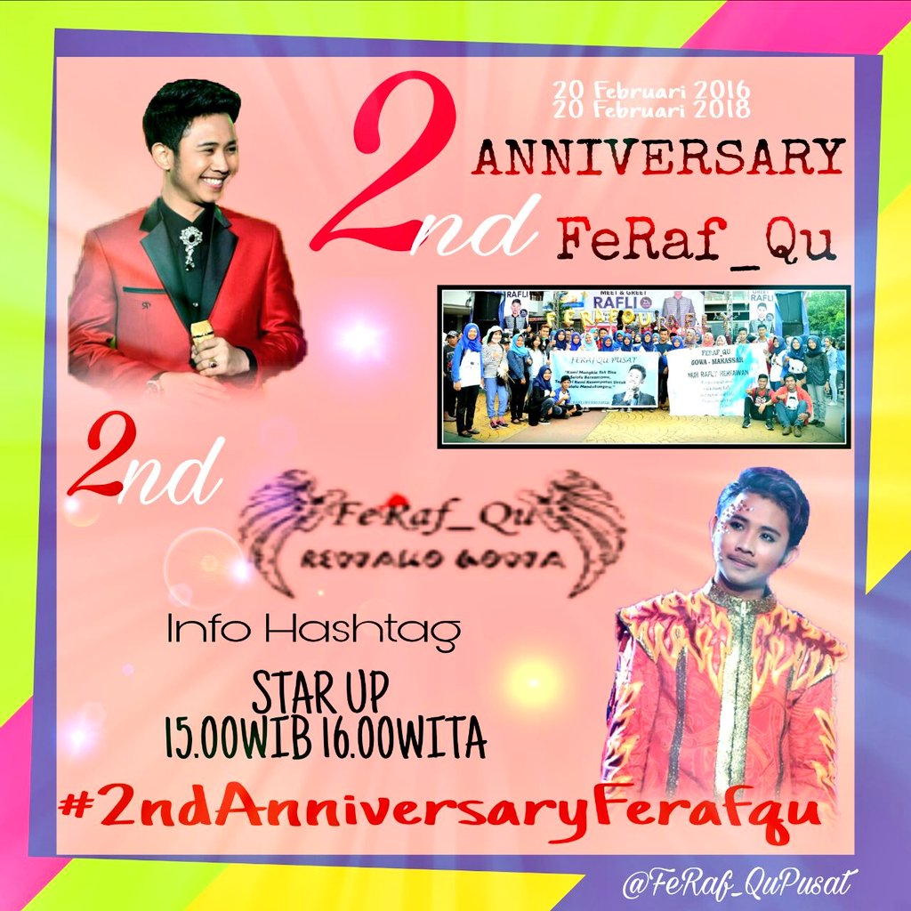 desferafqu99's tweet photo. Assallamu'aallaikum selamat siang
Selamat hari jadi yang ke-2 th utk Feraf_qu. Alhamdulillah smga mkin kompak dan sukses🙏
Sore ini ada Hastag ya, kta ramaikan sama² ya
#2ndAnniversaryFerafqu 
Jgn pkai double Ht, jgn sampai slh dlm penulisan
Smga bs tembus🙏
Star pkul 15:00/16:00 https://t.co/z2SVPxPpMV