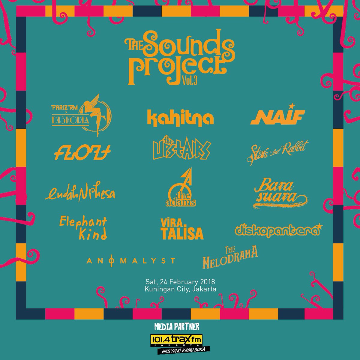 TraxJKT's tweet photo. Cool activities, good time, and great music! What more could you ask? Be the part of, The Sound Project VOL.3, February 24th, at Kuningan City Ballroom! IDR. 150.000! Get your ticket here https://t.co/Z22OR1uCSc, and stay connected with #SoundsProject3 for newest updates! https://t.co/9l1yzo4vxL