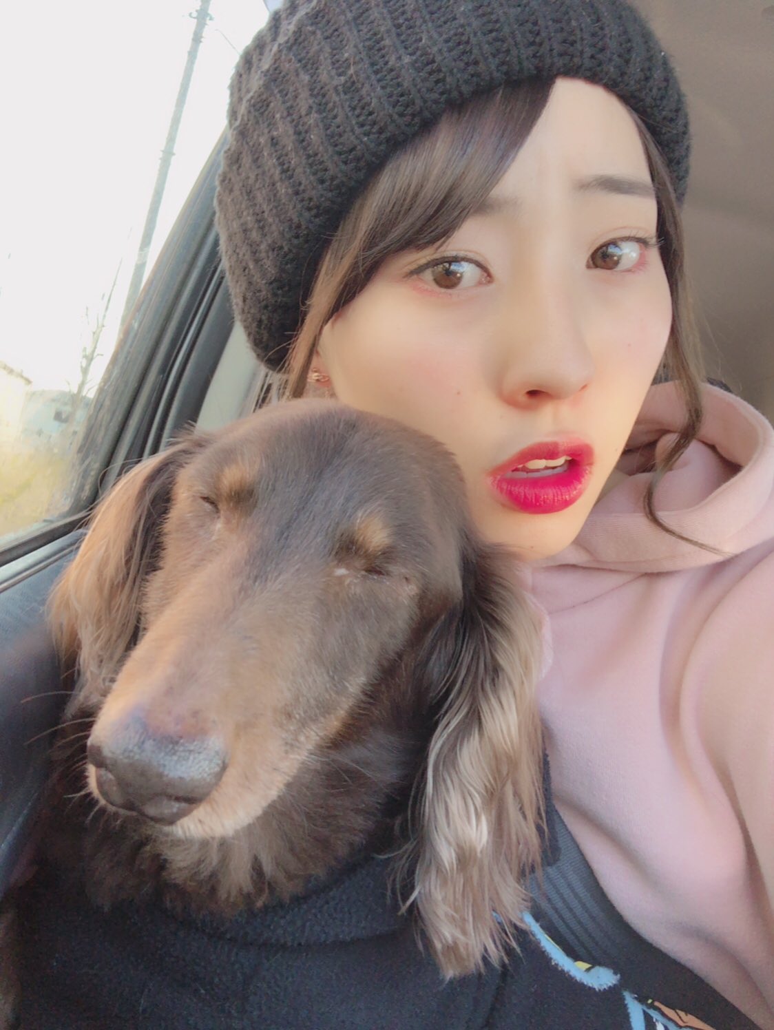 藤江れいな カメラ嫌い犬 すぐ目閉じておじいちゃんみたいな顔するんだよなー ちゃんとこっち向いてよー 笑 愛犬 マックス