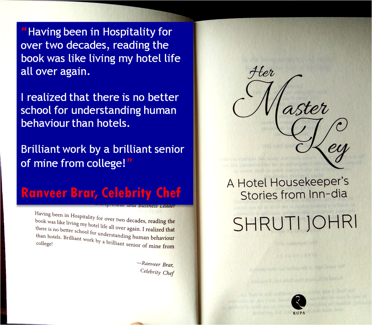 shruti_johri's tweet photo. Thank you @ranveerbrar for being a part of the #book journey of #HerMasterKey Long live the tenets of #barkat and #insaniyat from #comeintomykitchen in you. Indeed hotels offer beautiful insights in #humanbehavior Cheers to #IHMLucknow and #hotels #TuesdayThoughts https://t.co/lvZgYJNw6w
