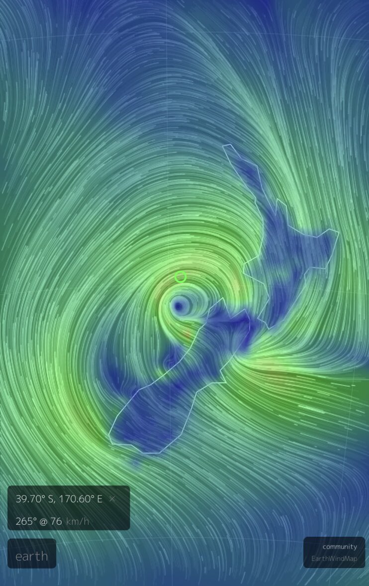 Watching Gita approach the homeland with the beautifully designed earth.nullschool.net Stay safe NZ ♥️ #maps #designwithdata