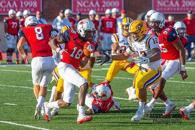 MKM_Creative's tweet photo. University of Richmond’s Dejeon Brissett returns a kickoff earlier this year against Albany. 
@spiderathletics @spiderfootball #spiderfootball #spiderathletics #richmondspiders #football #fcs #universityofrichmond #richmondspiders #sportsphotography #ric… https://t.co/Kb11vUF9iA https://t.co/iktQeCPShF