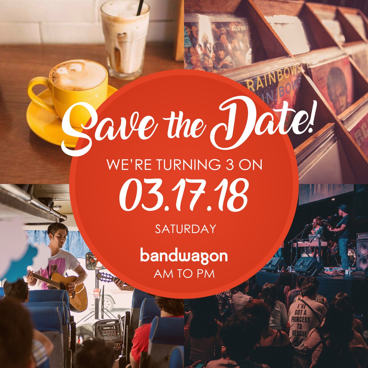 bandwagonPH's tweet photo. Good things indeed come in threes this March: it’s our birthday, we’re having a party, and you’re invited! Make sure your schedule is free the entire second Saturday of March! Details soon.

#BandwagonPH #BandwagonAMtoPM #Bandwagon3 https://t.co/m5u9y7327Z