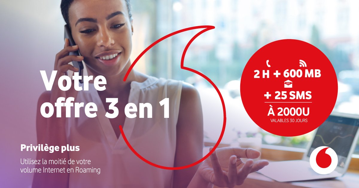 Vodacomcongo's tweet photo. Vodacom Privilège, le profil idéal pour vos besoins de communication. #VodacomPrivilege
#VodacomRDC
#Offre3en1 https://t.co/zMkYcJvhzB