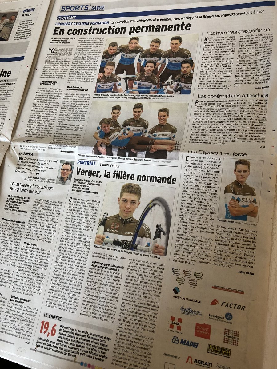 Une page dédiée a <a href="/ChamberyCF/">CHAMBÉRY CYCLISME FORMATION</a> dans le <a href="/ledauphine/">Le Dauphiné Libéré</a> ce matin 🚵🏼‍♂️