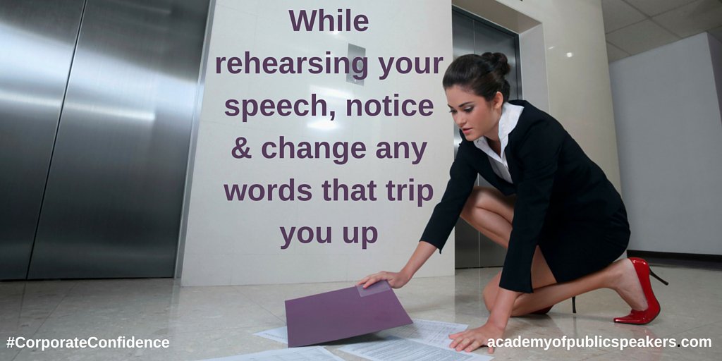 LDNspeakers's tweet photo. While rehearsing your speech, notice &amp; change any words that trip you up

#publicspeaking #corporateconfidence https://t.co/k3TYaPNXPz