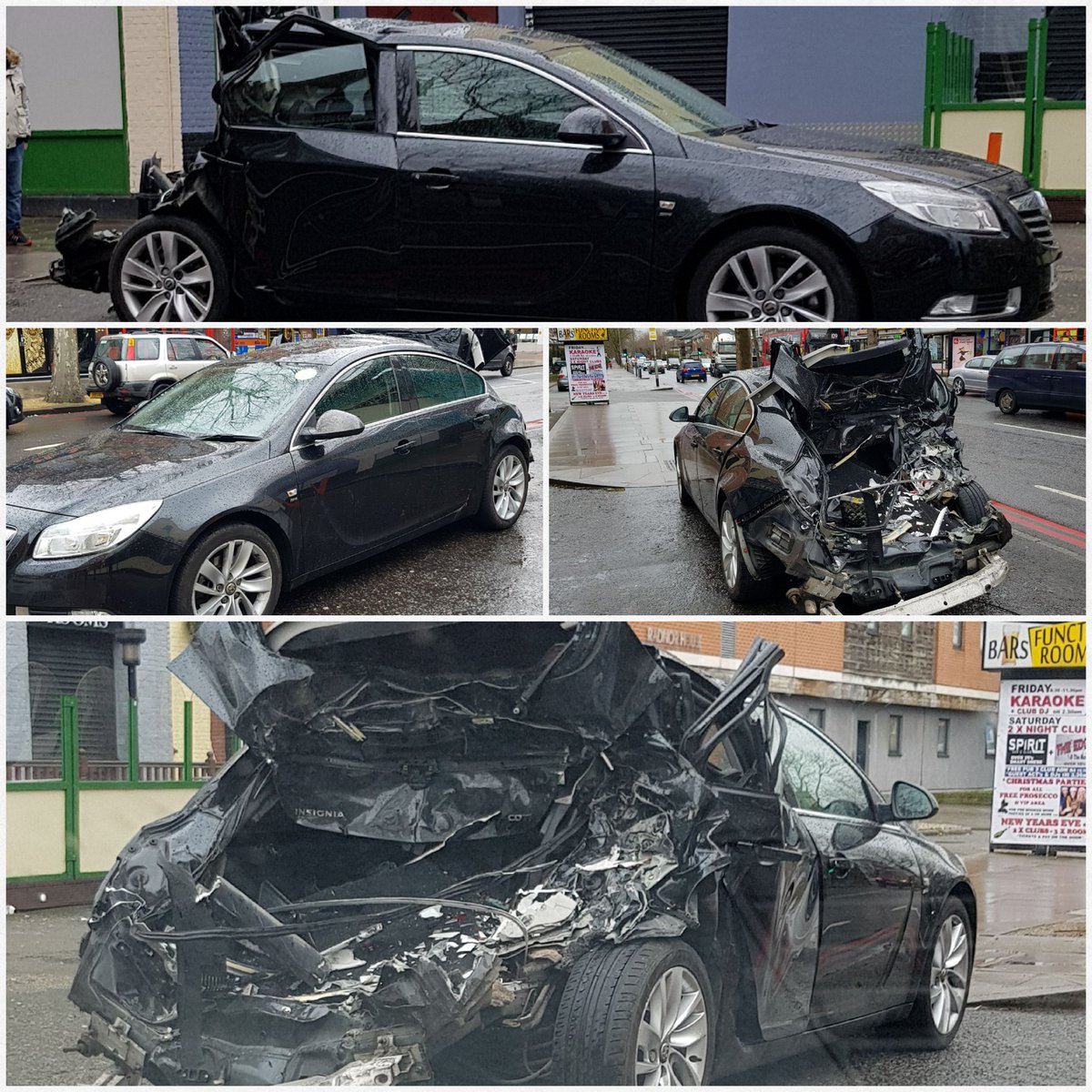 JTeezVoice's tweet photo. Never seen a car so badly crushed on the street like this...I hope the occupants escaped with the least loss and injury. https://t.co/JynUwqSHBu