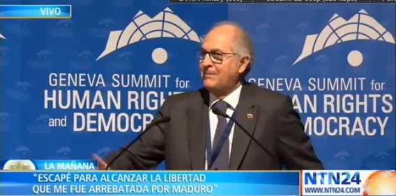 NTN24's tweet photo. 🔴 EN VIVO | “Sufro dolor de patria”: Antonio Ledezma, líder opositor venezolano en el exilio, habla sobre si Venezuela debería o no ser parte de la ONU desde Ginebra https://t.co/QU4OSlvQwY https://t.co/zqNglA2OWn