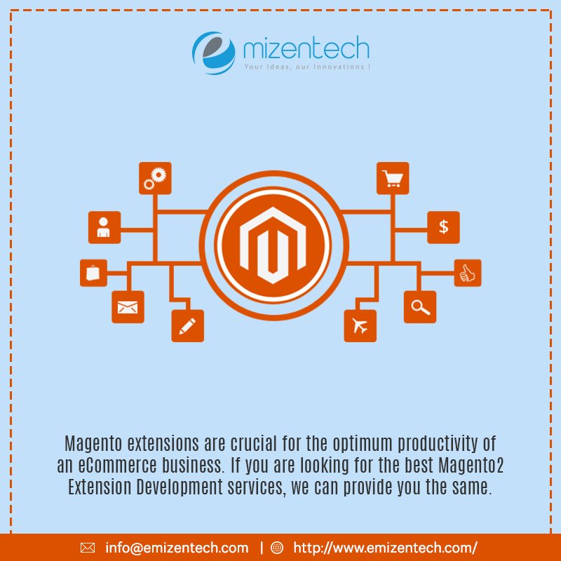EmizenTech's tweet image. #Magentoextensions are crucial for the optimum productivity of an eCommerce business. If you are looking for the best #Magento2ExtensionDevelopment services, we can provide you the same. 
Get the details here : goo.gl/GjfJj7