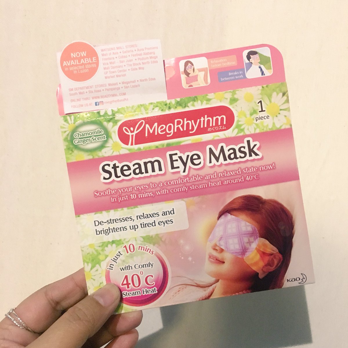 katealconga's tweet photo. Perfect for today’s quick me time. Try this too @airakristinee @jeannetrisha @katrinasurla #MegRhythm #SteamEyeMask https://t.co/pmWT2k7lnR