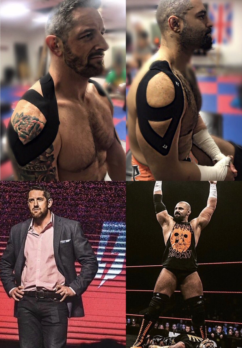 MechanicMyo's tweet photo. Big thanks to @KTTape for helping me keep pro wrestling legends @StuBennett  and @RampageBrown at the top of their game at the @DEFIANTwres show in Manchester last night.
#themyomechanic #kinsologytape #defiantwrestling #stubennett #rampagebrown #sportstherapy https://t.co/a68aFXZxqX